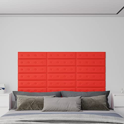 INLIFE Wandpaneele 12 STK. Rot 60x15 cm Kunstleder 1,08 m²,4.7kg,343983 von INLIFE