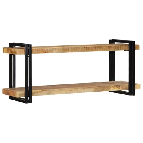 INLIFE Wandregal 110x33x45 cm Raues Massivholz Mango,Möbel,Schränke,Mediaaufbewahrung,Braun,14.35 KG,4017488 von INLIFE