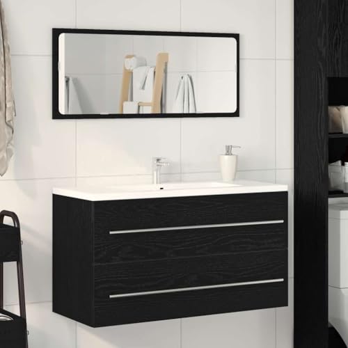 INLIFE Waschbecken-Schrank mit Spiegel Schwarze Eiche 90 x 45 x 1.5 cm,Möbel,Schränke,Spiegel- & Waschbeckenunterschränke,Badezimmerwaschtische,Schwarz,25.85 KG,862569 INLIFE Waschbecken-Schrank mit Spiegel Schwarze Eiche 90 x 45 x 1.5 cm,Möbel,Schränke,Spiegel- & Waschbeckenunterschränke,Badezimmerwaschtische,Schwarz,25.85 KG,862569 von INLIFE