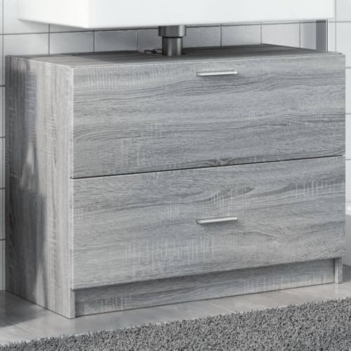 INLIFE Waschbeckenunterschrank Grau Sonoma 78x37x59 cm Holzwerkstoff,Möbel,Möbelgarnituren,Badezimmermöbel-Sets,Grau,25.9 KG,848120 von INLIFE