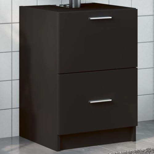 INLIFE Waschbeckenunterschrank Schwarz 40x37x59 cm Holzwerkstoff,Möbel,Möbelgarnituren,Badezimmermöbel-Sets,Schwarz,16.2 KG,848102 von INLIFE