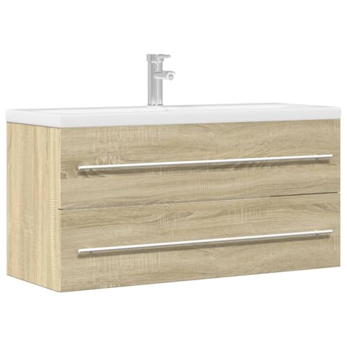 INLIFE Waschbeckenunterschrank Sonoma-Eiche 100x38,5x48 cm,Möbel,Möbelgarnituren,Badezimmermöbel-Sets,Braun,19.6 KG,856232 von INLIFE