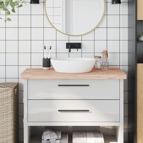 INLIFE Waschtischplatte 100x50x4 cm Massivholz Buche,Heimwerkerbedarf,Baumaterialien,Arbeitsplatten,Braun,16.6 KG,355992 von INLIFE