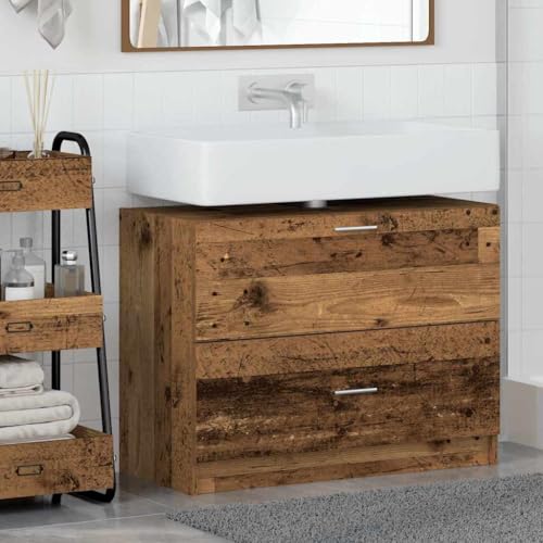 INLIFE Waschtischschrank mit Tür Altholz 78 x 37 x 59 cm Holzwerkstoff,Möbel,Schränke,Spiegel- & Waschbeckenunterschränke,Badezimmerwaschtische,Braun,24.9 KG,868830 von INLIFE