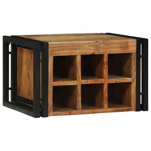 INLIFE Weinregal Braun und Schwarz 46 x 35 x 27,5 cm Massivholz Akazie,Möbel,Schränke,Barschränke & Hausbars,Braun,14.39 KG,4016759 von INLIFE