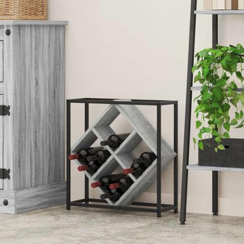 INLIFE Weinregal Grau 51 x 18 x 52,5 cm Holzwerkstoff,Möbel,Schränke,Weinregale,Grau,5.6 KG,868222 von INLIFE