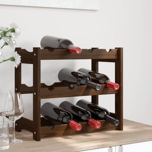 INLIFE Weinregal für 12 Flaschen Braun Massivholz Kiefer,Möbel,Schränke,Weinregale,Braun,1.7 KG,373388 von INLIFE