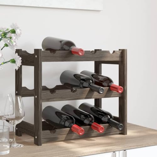 INLIFE Weinregal für 12 Flaschen Grau Massivholz Kiefer,Möbel,Schränke,Weinregale,Grau,1.7 KG,373377 von INLIFE