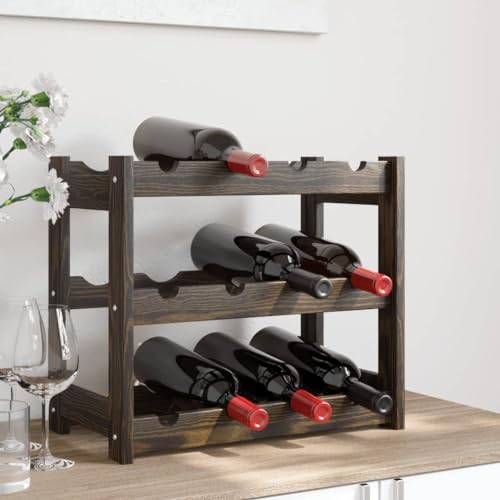 INLIFE Weinregal für 12 Flaschen Schwarz Massivholz Kiefer,Möbel,Schränke,Weinregale,Schwarz,1.7 KG,373399 von INLIFE