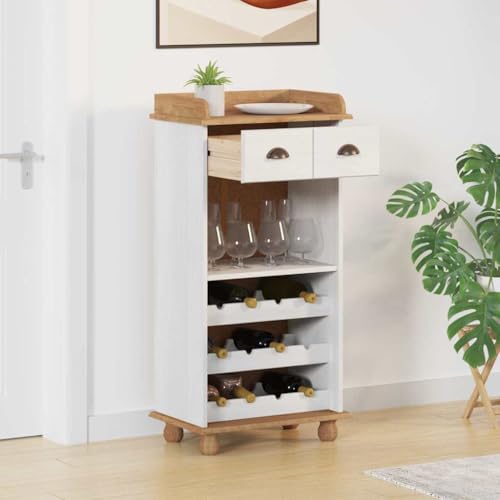 INLIFE Weinschrank ASKIM Weiß 57 x 37 x 114 cm Massivholz Kiefer,Möbel,Schränke,Weinregale,Weiß,15.3 KG,4105444 von INLIFE
