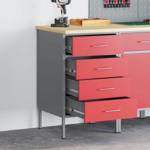 INLIFE Werkbank Rot und Grau 50 x 55 x 85 cm Pulverbeschichteter Stahl,Heimwerkerbedarf,Bauzubehör,Werkzeugaufbewahrung & Ordnungssysteme,Werkbänke,Rot,23.5 KG,4103461 von INLIFE