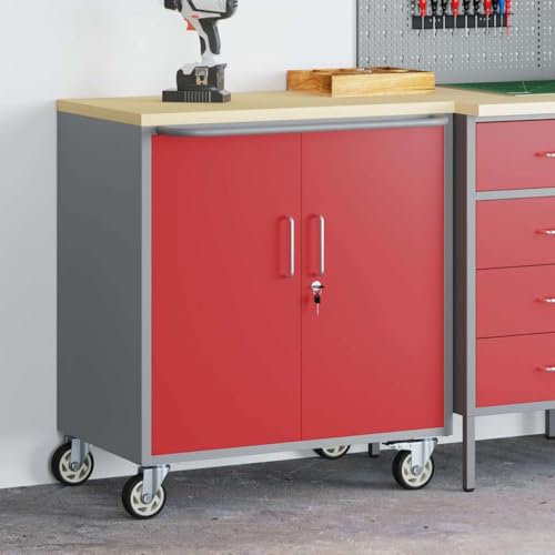 INLIFE Werkbank Rot und Grau 75 x 45 x 85 cm Pulverbeschichteter Stahl,Heimwerkerbedarf,Bauzubehör,Werkzeugaufbewahrung & Ordnungssysteme,Werkzeugschränke,Rot,26.2 KG,4103486 von INLIFE