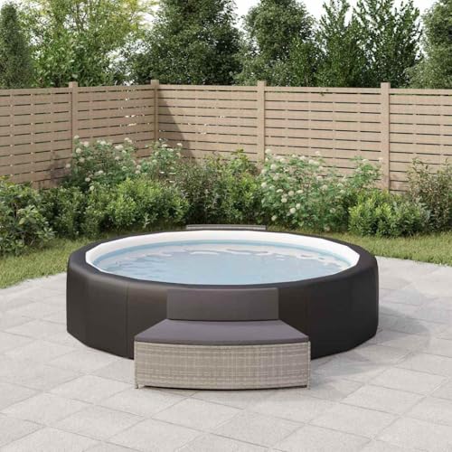 INLIFE Whirlpool-Bänke mit Auflagen 2 STK. Grau Poly Rattan,Heim & Garten,Pool & Spa,Pool- & Whirlpool-Zubehör,Grau,17.4 KG,362263 von INLIFE
