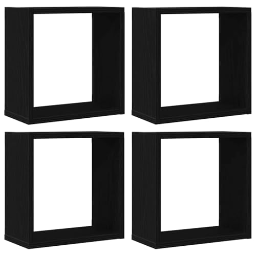 INLIFE Würfel-Wandregale 4 STK. Schwarz Eichen-Optik 30x15x30 cm,Möbel,Regalsysteme,Wandregale,Schwarz,8.2 KG,862056 von INLIFE