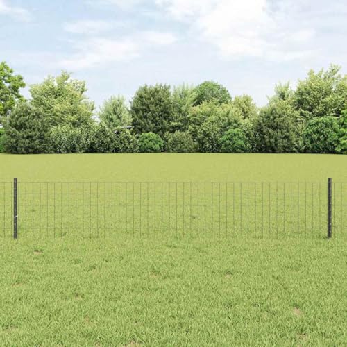 INLIFE Zaun mit Pfosten Grau 0,4 x 10 m Stahl,Heimwerkerbedarf,Hauseinzäunung,Zaunfelder,Grau,6.06 KG,3336062 von INLIFE