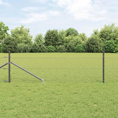 INLIFE Zaun mit Pfosten Grau 0,4 x 25 m PVC-beschichteter Stahl,Heimwerkerbedarf,Hauseinzäunung,Zaunfelder,Grau,22.6 KG,3353222 von INLIFE
