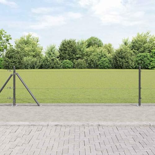 INLIFE Zaun mit Pfosten Grau 0,6 x 100 m Stahl,Heimwerkerbedarf,Hauseinzäunung,Zaunfelder,Grau,79.34 KG,3352611 von INLIFE