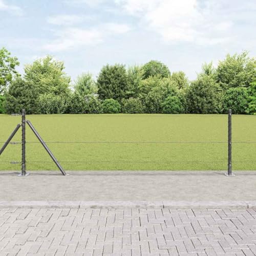 INLIFE Zaun mit Pfosten Grau 0,6 x 25 m PVC-beschichteter Stahl,Heimwerkerbedarf,Hauseinzäunung,Zaunfelder,Grau,19.45 KG,3353649 von INLIFE