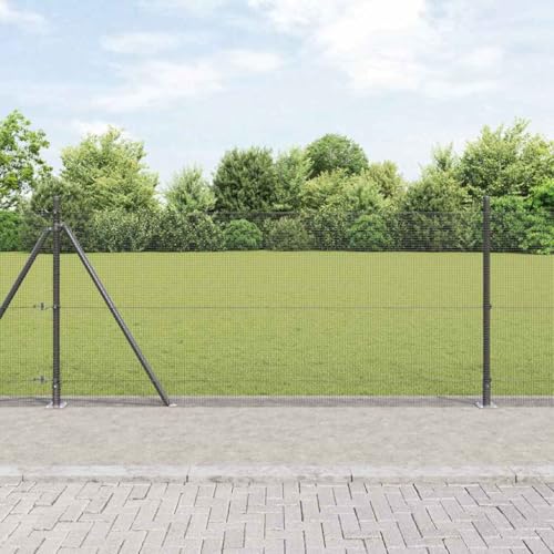 INLIFE Zaun mit Pfosten Grau 0,8 x 100 m Stahl,Heimwerkerbedarf,Hauseinzäunung,Zaunfelder,Grau,93.2 KG,3352614 von INLIFE