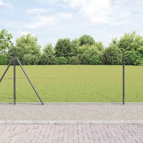 INLIFE Zaun mit Pfosten Grau 0.8 x 25 m PVC-beschichteter Stahl,Heimwerkerbedarf,Hauseinzäunung,Zaunfelder,Grau,20.7 KG,3353654 von INLIFE