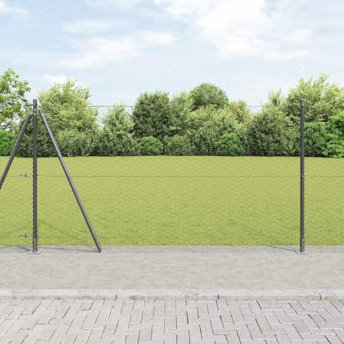 INLIFE Zaun mit Pfosten Grau 1.2 x 25 m PVC-beschichteter Stahl,Heimwerkerbedarf,Hauseinzäunung,Zaunfelder,Grau,28.52 KG,3353663 von INLIFE