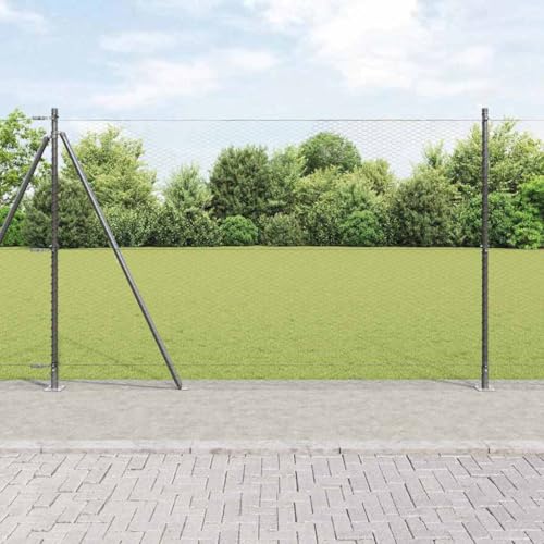 INLIFE Zaun mit Pfosten Grau 1.4 x 50 m PVC-beschichteter Stahl,Heimwerkerbedarf,Hauseinzäunung,Zaunfelder,Grau,57.6 KG,3353702 von INLIFE