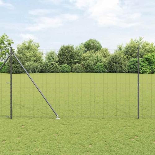 INLIFE Zaun mit Pfosten Grau 1.6 x 10 m Stahl,Heimwerkerbedarf,Hauseinzäunung,Zaunfelder,Grau,24.29 KG,3350665 von INLIFE