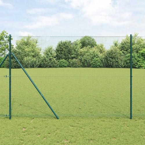 INLIFE Zaun mit Pfosten Grün 1.6 x 10 m Stahl,Heimwerkerbedarf,Hauseinzäunung,Zaunfelder,Grün,16.19 KG,3351708 von INLIFE