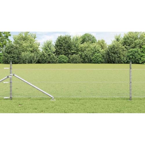 INLIFE Zaun mit Pfosten Silber 0,4 x 100 m PVC-beschichteter Stahl,Heimwerkerbedarf,Hauseinzäunung,Zaunfelder,Silber,92.7 KG,3353432 von INLIFE