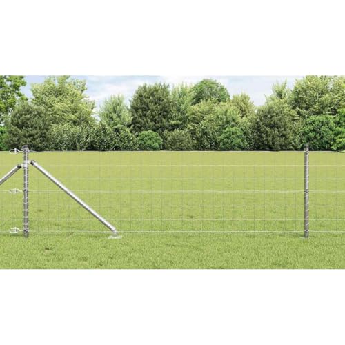 INLIFE Zaun mit Pfosten Silber 0,4 x 25 m Stahl,Heimwerkerbedarf,Hauseinzäunung,Zaunfelder,Silber,26.75 KG,3350768 von INLIFE