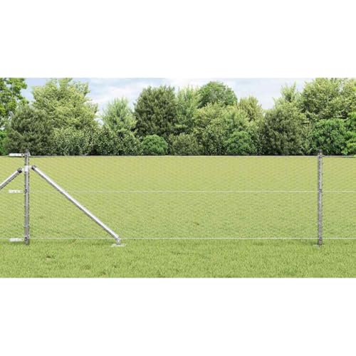 INLIFE Zaun mit Pfosten Silber 0.6 x 50 m PVC-beschichteter Stahl,Heimwerkerbedarf,Hauseinzäunung,Zaunfelder,Silber,50.6 KG,3353405 von INLIFE