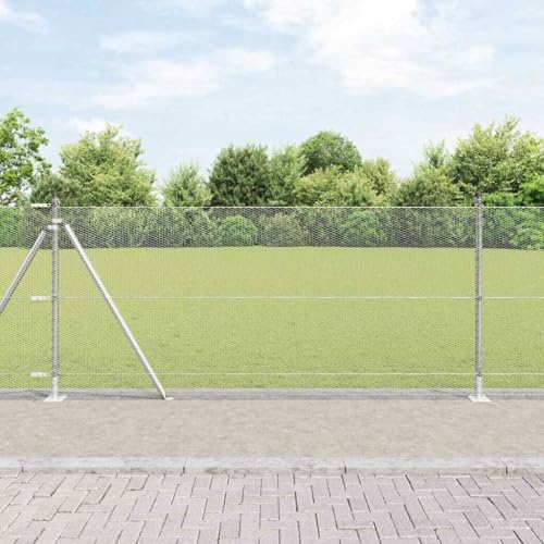 INLIFE Zaun mit Pfosten Silber 0.8 x 25 m PVC-beschichteter Stahl,Heimwerkerbedarf,Hauseinzäunung,Zaunfelder,Silber,23.1 KG,3353794 von INLIFE