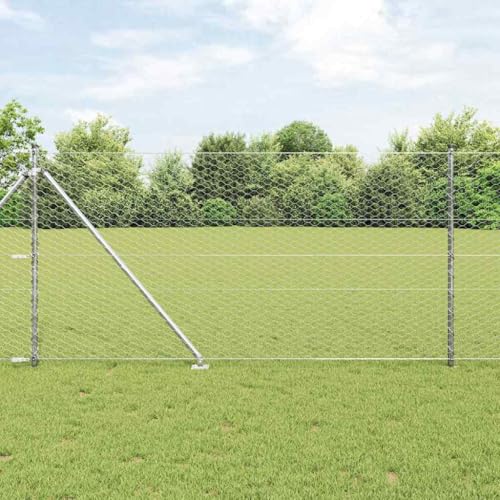 INLIFE Zaun mit Pfosten Silber 1 x 10 m PVC-beschichteter Stahl,Heimwerkerbedarf,Hauseinzäunung,Zaunfelder,Silber,16.8 KG,3353342 von INLIFE