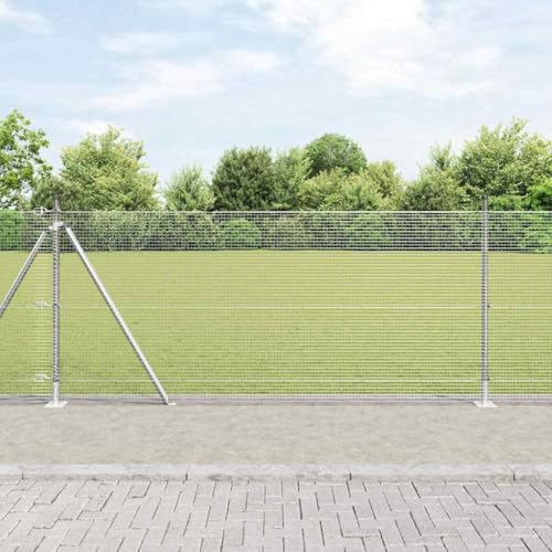 INLIFE Zaun mit Pfosten Silber 1 x 50 m Stahl,Heimwerkerbedarf,Hauseinzäunung,Zaunfelder,Silber,52.9 KG,3352352 von INLIFE