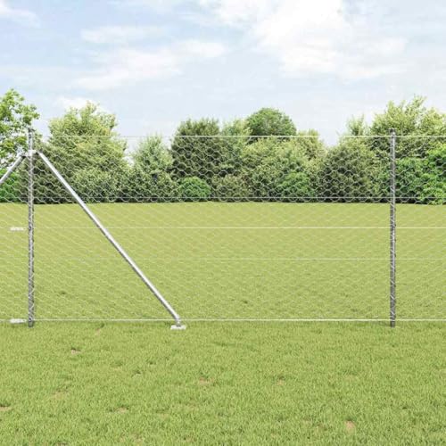 INLIFE Zaun mit Pfosten Silber 1.2 x 100 m PVC-beschichteter Stahl,Heimwerkerbedarf,Hauseinzäunung,Zaunfelder,Silber,124.7 KG,3353454 von INLIFE