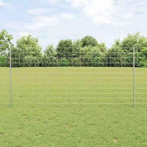 INLIFE Zaun mit Pfosten Silber 1.2 x 25 m Stahl,Heimwerkerbedarf,Hauseinzäunung,Zaunfelder,Silber,31.06 KG,3336200 von INLIFE