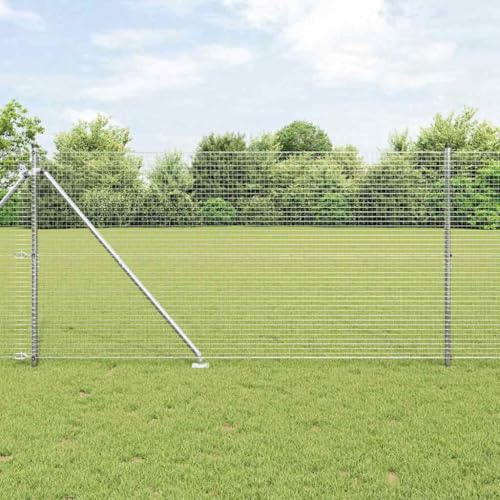 INLIFE Zaun mit Pfosten Silber 1.2 x 25 m Stahl,Heimwerkerbedarf,Hauseinzäunung,Zaunfelder,Silber,37.95 KG,3351968 von INLIFE