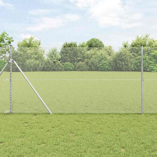INLIFE Zaun mit Pfosten Silber 1.2 x 50 m PVC-beschichteter Stahl,Heimwerkerbedarf,Hauseinzäunung,Zaunfelder,Silber,54.2 KG,3352994 von INLIFE