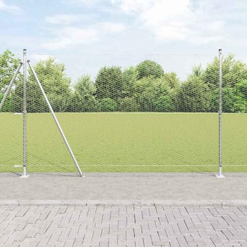 INLIFE Zaun mit Pfosten Silber 1.4 x 100 m PVC-beschichteter Stahl,Heimwerkerbedarf,Hauseinzäunung,Zaunfelder,Silber,115.45 KG,3353877 von INLIFE