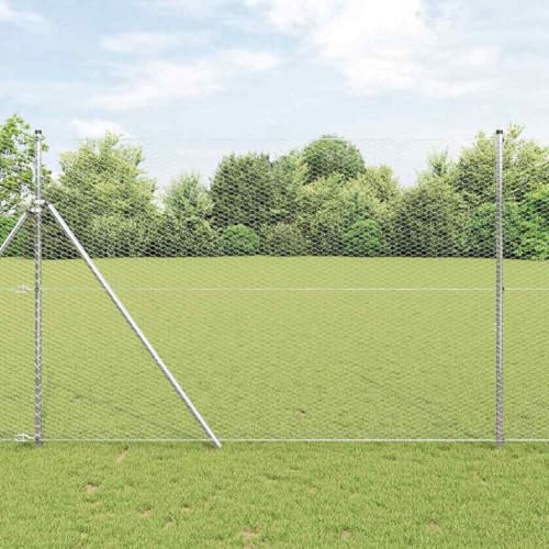 INLIFE Zaun mit Pfosten Silber 1.5 x 10 m PVC-beschichteter Stahl,Heimwerkerbedarf,Hauseinzäunung,Zaunfelder,Silber,14.35 KG,3352931 von INLIFE