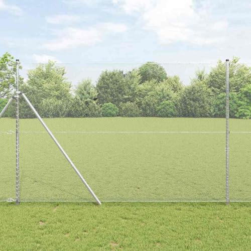 INLIFE Zaun mit Pfosten Silber 1.5 x 25 m PVC-beschichteter Stahl,Heimwerkerbedarf,Hauseinzäunung,Zaunfelder,Silber,32.1 KG,3352966 von INLIFE