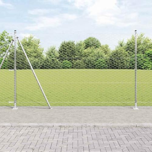 INLIFE Zaun mit Pfosten Silber 1.6 x 10 m PVC-beschichteter Stahl,Heimwerkerbedarf,Hauseinzäunung,Zaunfelder,Silber,15.55 KG,3353781 von INLIFE