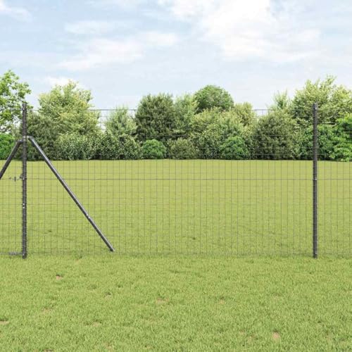INLIFE Zaunpfosten 2 pcs Grau 130 cm Pulverbeschichteter Stahl,Heimwerkerbedarf,Hauseinzäunung,Zaunpfosten & -querlatten,Grau,2.15 KG,42012761 von INLIFE