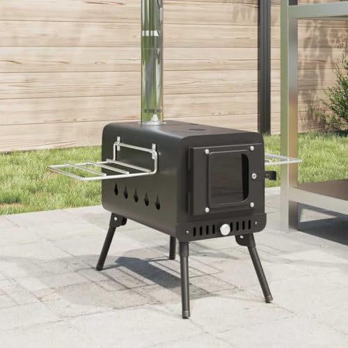 INLIFE Zeltofen Holz mit Rauchabzug und Klappbeinen Schwarz Stahl,Heim & Garten,Kamine,Schwarz,11.4 KG,4005748 von INLIFE