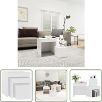 The Living Store Satztische 3-tlg. Weiß Holzwerkstoff - Couchtisch - Setztische - Nähtisch - Wohnzimmermöbel - Esszimmermöbel von INLIFE