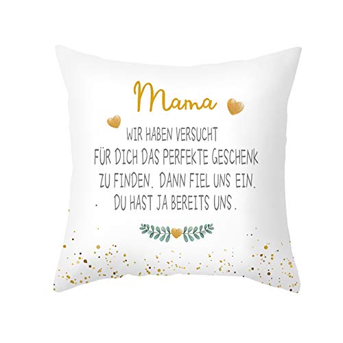 INLLADDY Kissen mit Spruch Mama,wir Haben Versucht fur Finden Dann fiel Uns EIN du Hast ja bereits Uns- Deko-Kissen - weiß 40cm x 40cm - Liebe - optimales Geschenk - Geburtstag von INLLADDY