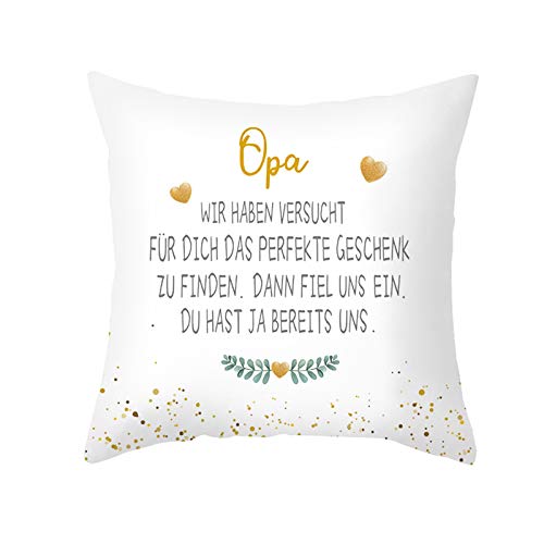 INLLADDY Kissen mit Spruch Opa,wir Haben Versucht fur Finden Dann fiel Uns EIN du Hast ja bereits Uns- Deko-Kissen - weiß 40cm x 40cm - Liebe - optimales Geschenk - Geburtstag von INLLADDY