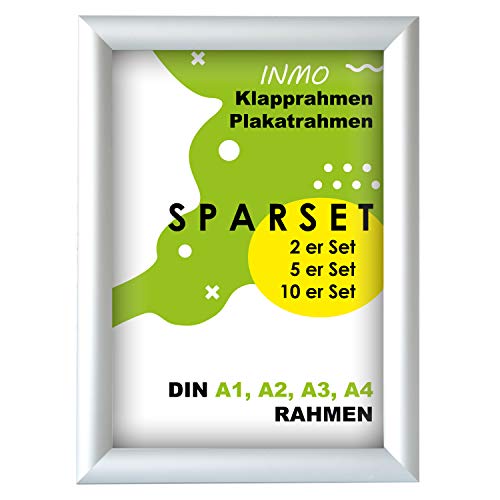 INMO Alu-Klapprahmen DIN A3 mit Aluminium Profil ohne Glas - Klappbarer Bilderrahmen Silber - Fotorahmen für Bilder, Poster, Plakate – 32,60 x 45,10 cm Urkundenrahmen von INMO