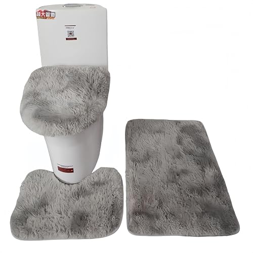 INMORVEN Badezimmerteppich Set 3-TLG – Mikrofaser WC-Sitzbezug mit U-Form & Deckmatte (38x40+40x50+40x60cm) rutschfest waschbar von INMORVEN