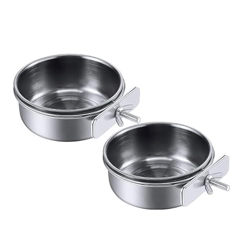 INMORVEN Edelstahl-Futternapf Set für Vogelkäfig – 2-TLG. Wellensittich Zubehör zum Einhängen, rostfrei & kippsicher, ideal als Futterspender & Wassernapf (12 x 4,5cm) von INMORVEN